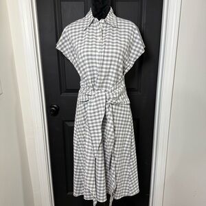 Signature by Robbie Bee Gingham A- Line Dress, Size 6 Gray & White